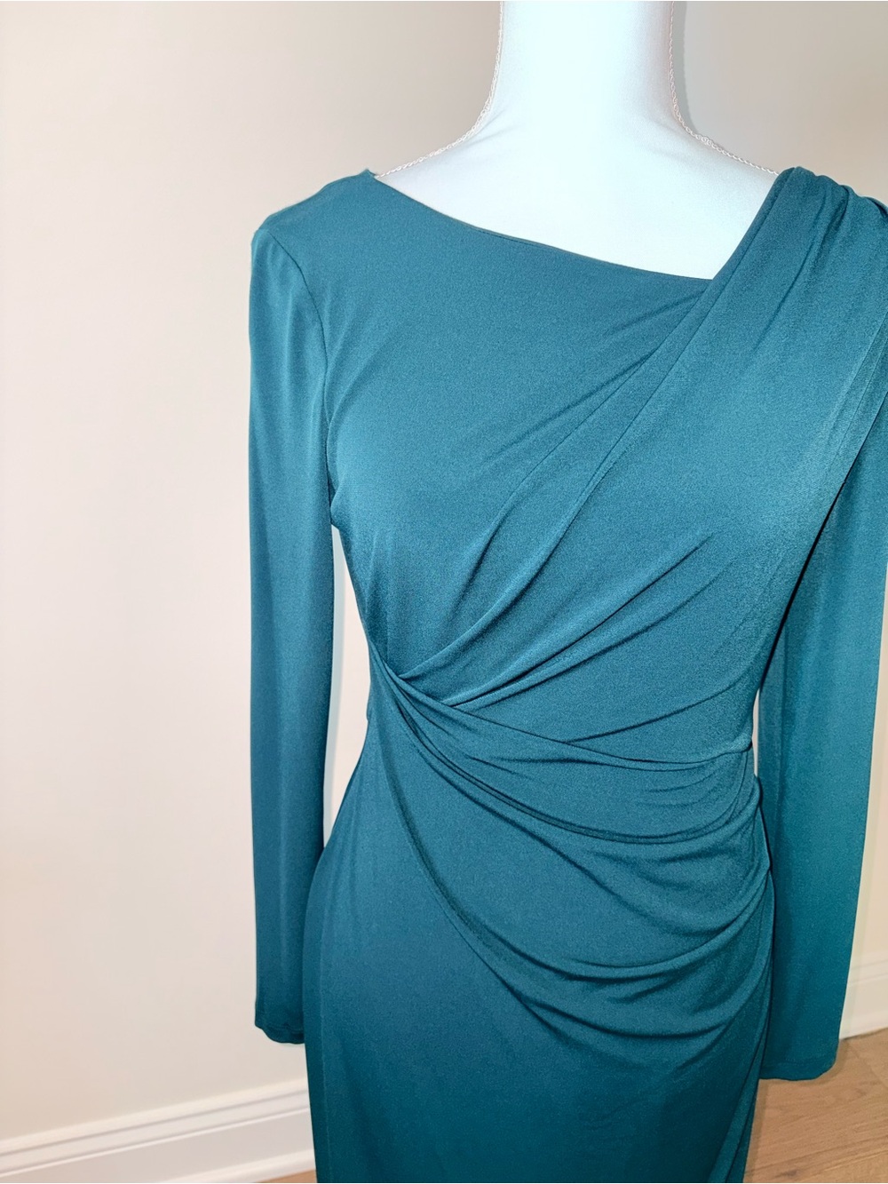connected apparel Teal Long Sleeve Draped Maxi Dress - Picture 2 of 6